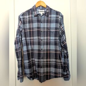 Linen / Cotton Blend Shirt, Plaid (Pink/ Blue)
